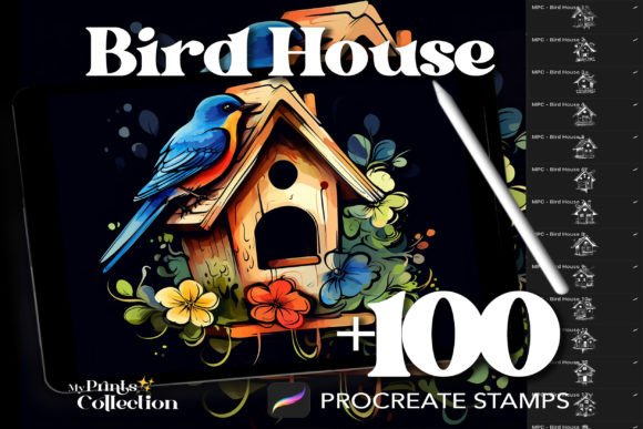 100 Procreate Bird House Stamps