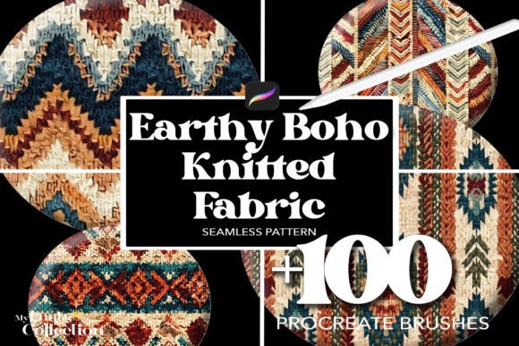 100 Procreate Earthy Boho Knitted: Elevating Digital Art with Seamless Texture