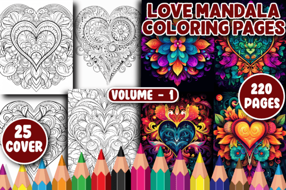 220 Love Mandala Coloring Pages V - 1