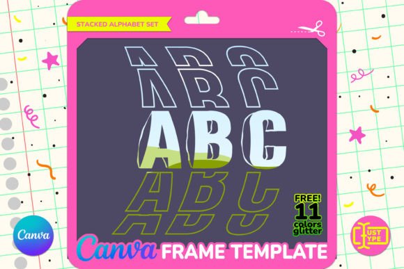 Curvy Stacked Alphabet Canva Frame: A Playful Twist for Your Designs