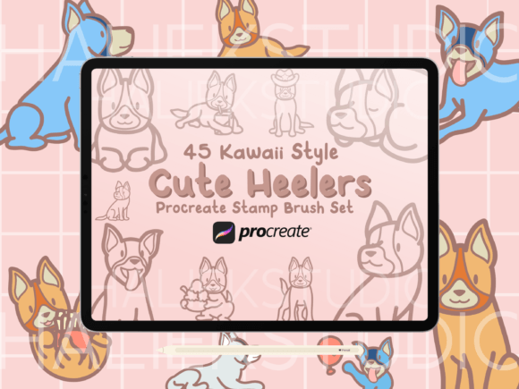 Cute Heelers Procreate Stamp Brush Set