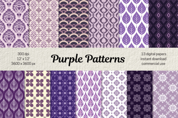 Purple Seamless Pattern, Digital Papers