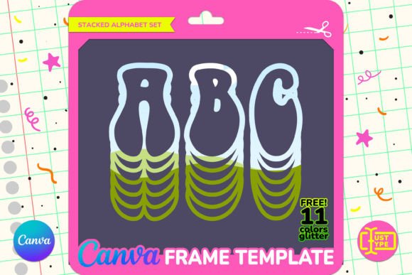 Retro Wavy Stacked Canva Frame Template