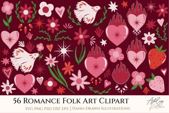 Romantic Element Folk Art Clipart