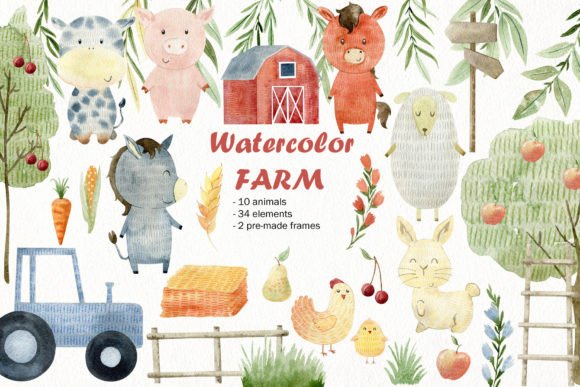 The Art of Rustic Charm: Exploring the Watercolor Farm Animals Clipart Collection