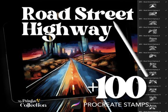 Transform Your Digital Art with 100 Procreate Road Street Highway Stamps