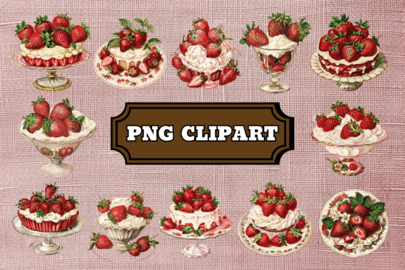 Watercolor Strawberry Dessert Clip Art for Creatives