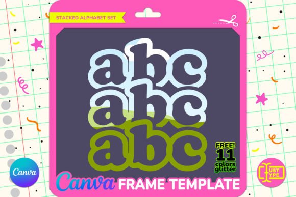 Wavy Stacked Alphabet Canva Frame
